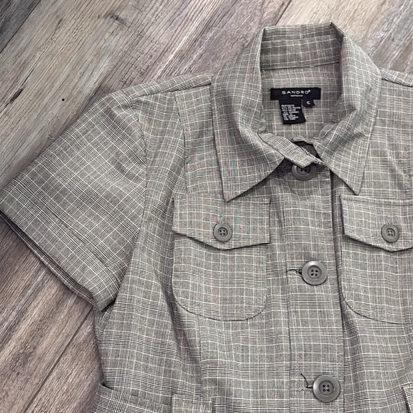 Sandro plaid belted safari jacket size small - Picture 3 of 9